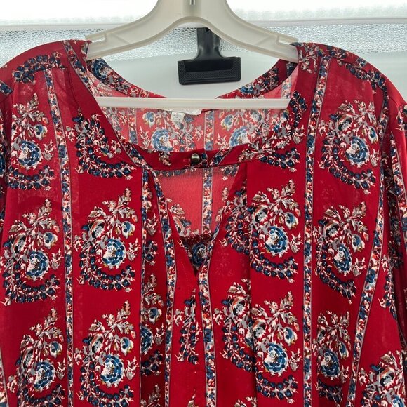 JODIFL Women's Floral Shift Dress Long Sleeve Red/Multi Size Large - Picture 2 of 9
